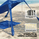 Tenda Spiaggia 2-4 Persone Tappetino Pala Protezione Solare UPF50+ Blu      