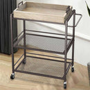 Carrello da Cucina con Ruote 65x33x91 cm Portaoggetti con 3 Ripiani Bronzo      