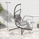 Amaca a Dondolo 118x98x192 cm Imbottita con Cuscino in Acciaio e Poliestere Grigio e Nero  