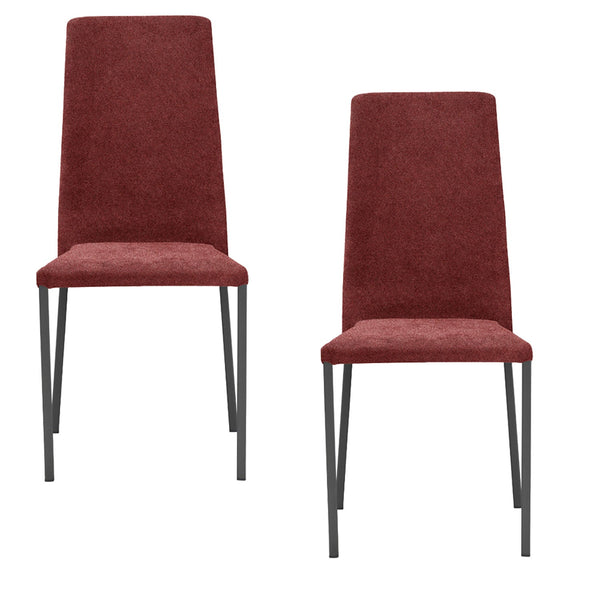 Set 2 sedie Imbottite 45x50x96 cm in Tessuto Ddenver Betty New Rosso acquista