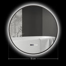 Specchio Bagno con Luce LED a 3 Tonalità Ø70 cm Antiappannamento e Display Tempo e Temperatura Nero   