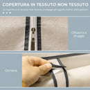 Armadio Salvaspazio 125x43x162,5 cm con Base Rialzata 8 Ripiani e 2 Barre in Tessuto non Tessuto e Acciaio Crema      