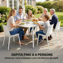 Tavolo da Giardino per 6 Persone Rettangolare 140x80x75 cm con Piano in WPC Bianco      