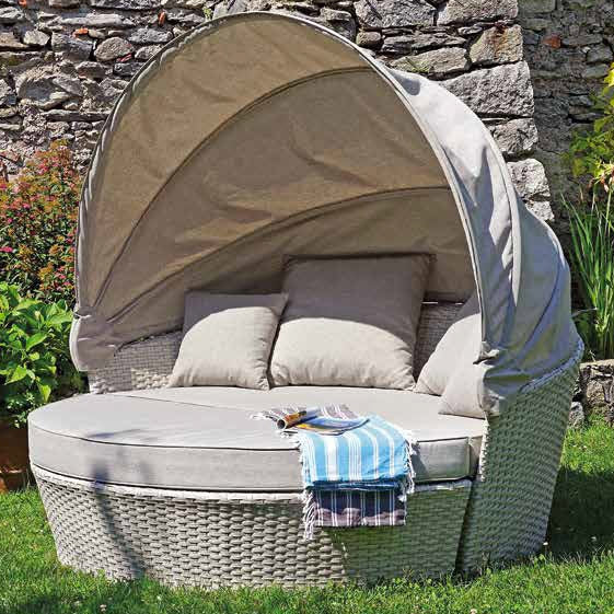 acquista Outdoor-Schlafsofa aus Korbgeflecht 3 Sitze Vorghini Santiago Ecru