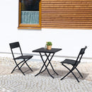Set Tavolino e 2 Sedie Pieghevoli da Giardino in Rattan Sintetico Nero 