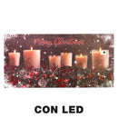 Quadro con led legno candele multicolor rettangolare cm 60x30xh1,8