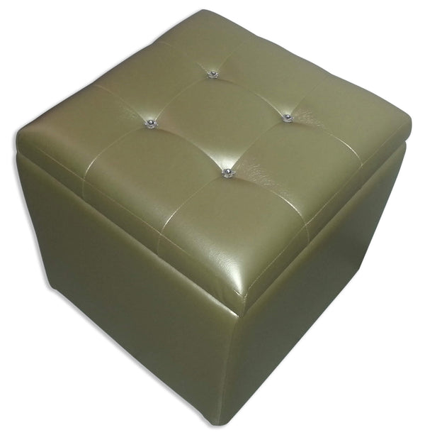 prezzo Cube Pouf Container aus Kunstleder und goldenen Renier-Kristallen