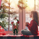 Statuina Babbo Natale 80 cm con Sacco Regali e Lanterna Vestiti in Tessuto Bordeaux      