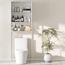 Mobile Bagno Sopra WC e Lavatrice 64x20x180 cm con Armadietto in MDF Bianco  
