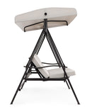 Dondolo da Giardino 3 Posti Schienale Ribaltabile con Cuscini 185x110x163h cm in Acciaio e Poliestere Taurus Grigio Chiaro
