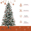 Albero di Natale Artificiale Innevato 180 cm 678 Rami con Bacche Rosse e Pigne Verde