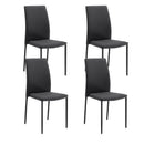 Set 4 Sedie Leda 42x52x96 cm in Tessuto Easy-Clean Gambe Rivestite in Tinta Nero      