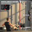 Power Tower 168x128x215 cm con Sistema di Cavi Pulley Regolabili Barre Trazioni e Dip Ganci J Squat Rack e Supporto Landmine Capacità 900 kg      