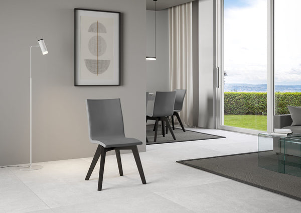 Sedia 52x52x87 cm Trudy gambe Antracite in Similpelle Grigio sconto