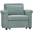 Poltrona Letto Singolo Schienale Regolabile 96x84,5x87,5 cm in Tessuto effetto Lino Verde