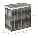 Cesto Portabiancheria Pieghevole 57x34x60 cm in Rattan con Sacco Grigio