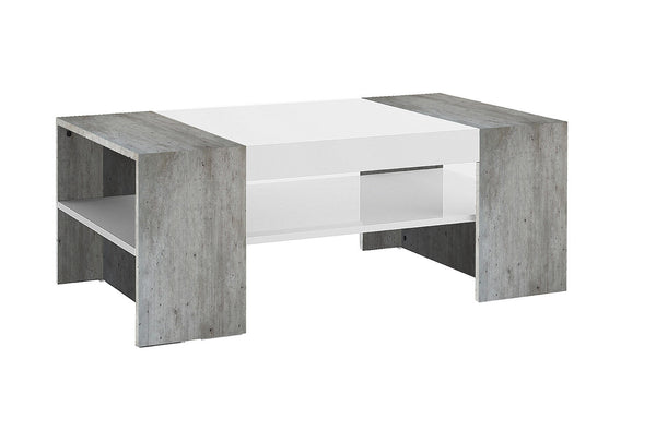 Tavolino da Caffè 110x60x40 cm Cherry Bianco Lucido e Cemento sconto