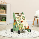 Carrello Primi Passi per Bambini 18+ Mesi 33,5x36x46,8 cm con Freno Regolabile in Legno Levigato Verde      