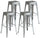 Set mit 4 stapelbaren Hockern 44 x 44 x 77 cm aus silberverzinktem Blech