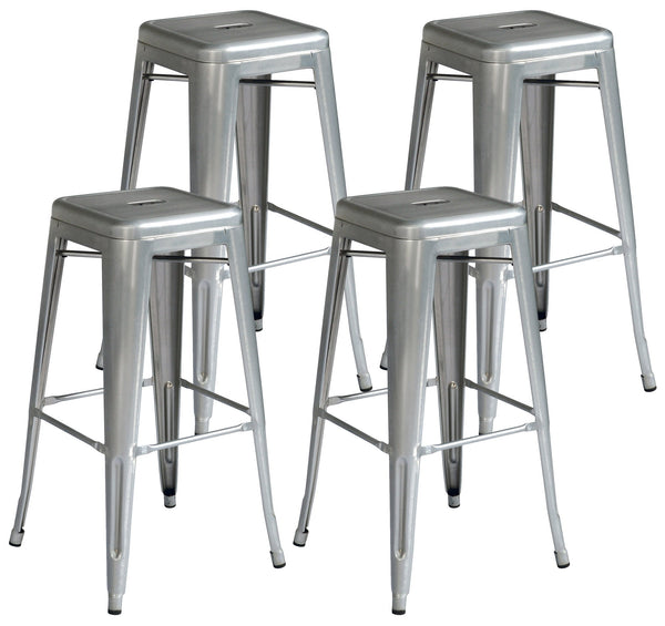 Set mit 4 stapelbaren Hockern 44 x 44 x 77 cm aus silberverzinktem Blech online