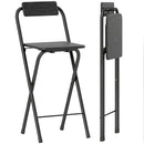 Set 2 Sgabelli da Bar Pieghevoli con Poggiapiedi 37x45x87 cm in Legno e Acciaio Nero  