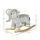 Cavallo a Dondolo per Bambini in Legno e Peluche Elefante Grigio  