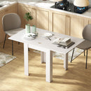 Tavolo Allungabile per 4-6 Persone 140x80x77,5 cm in Truciolato e Acciaio Bianco Effetto Legno      