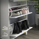 Scarpiera Salvaspazio Slim 60x23,5x98,5 cm con 2 Ante a Ribalta Cassetto Base Rialzata in MDF Bianco      