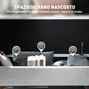 Panca Contenitore Fondo Letto con Braccioli 132x42x50 cm Vano da 53,8L in Tessuto Grigio  