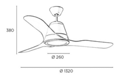 Ventilatore da Soffitto con 3 Pale e Lampada LED Ø132 cm 3 Velocità Bianco