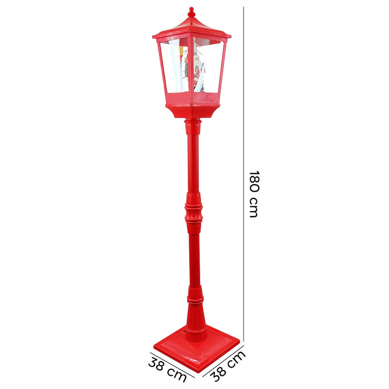 Lampione Rosso di Natale H180 cm Decorazione con Musica e Mini Lucciole