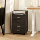 Cassettiera da Ufficio 40x36x65 cm con 4 Cassetti e Ripiano per Stampante su Ruote in MDF Nero      