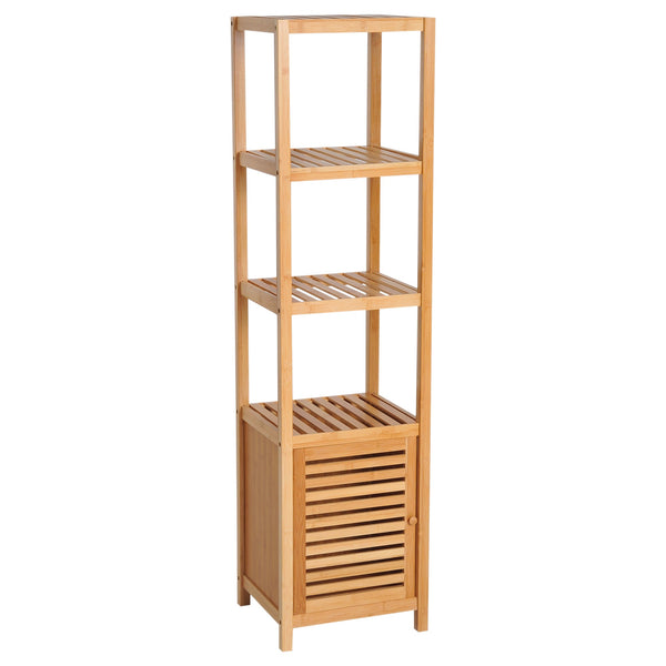 Badezimmer-Säulenschrank aus Bambus 36 x 33 x 140 cm 4 Regale 1 Tür Malmö sconto