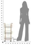 Carrello Glam Rotondo Ø38x77,5 cm in Ferro e Vetro Oro