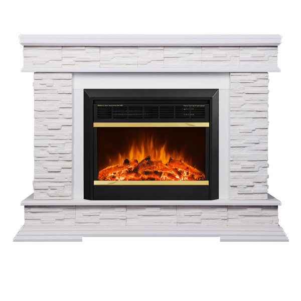 Camino Elettrico da Pavimento 88x118x30,5 cm Effetto Fiamma 1500W Stone & Mars Noce