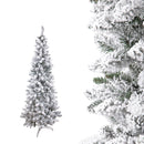 Albero di Natale Artificiale H150 cm Abete Douglas Slim con Neve 321 Tips Verde