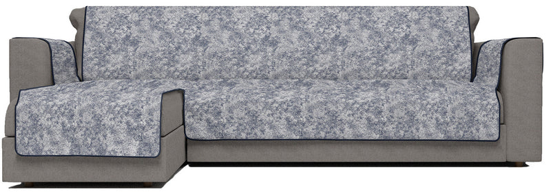 Copridivano con Penisola Sinistra in Poliestere e Cotone Blu Scuro Varie Misure