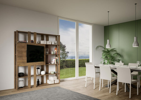 online Libreria Moderna 5 Ripiani con Pannello per TV 178x36x204 cm in nobilitato Marrone