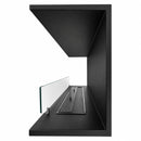 Camino a Bioetanolo da Incasso Trifacciale 120x30x50 cm Giove 3 Lati Aperti Struttura in Acciaio Nero