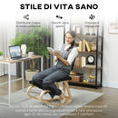 Sedia Ergonomica Inginocchiatoio con Schienale 51x84x93 cm in Legno di Betulla e Cuscini Nero  