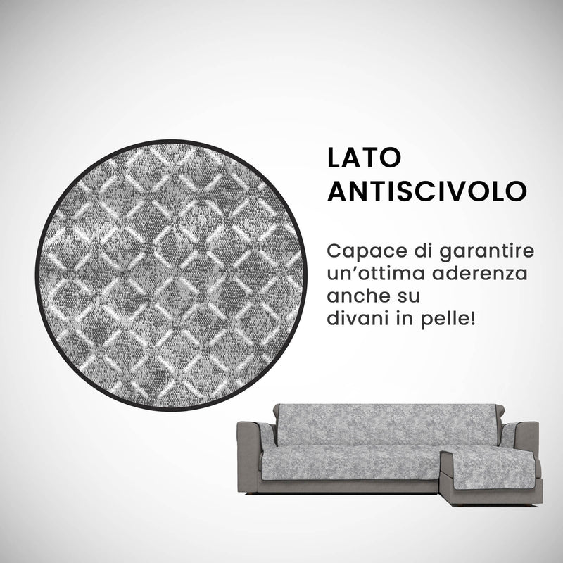 Copridivano con Penisola Destra in Poliestere e Cotone Grigio Scuro Varie Misure