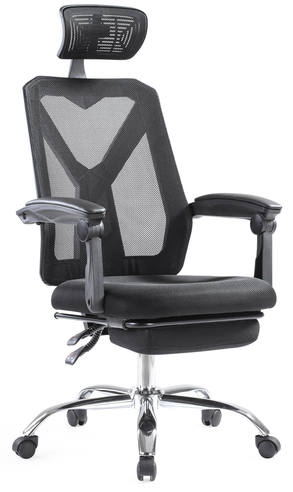 sconto Präsidentenbürostuhl mit verstellbarer Rückenlehne aus schwarzem Stoff