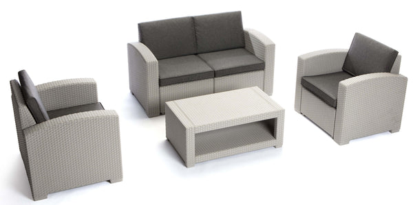 acquista Garten-Lounge-Set aus Kunstharz, Sofa, 2 Sessel und hellgrauer Como-Couchtisch von Taddei