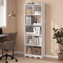 Libreria Moderna a 6 Ripiani 60x23,6x170 cm con Divisori in Pannello Truciolare Bianco      