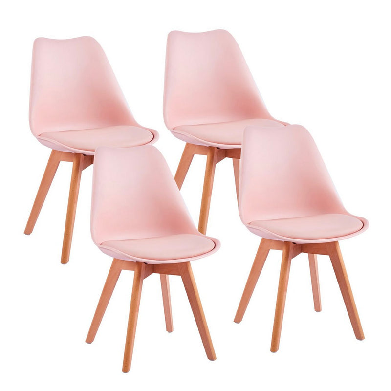 Set 4 Sedie 53,5x48,5x83 cm in Polipropilene e Similpelle Candice Rosa