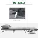 Poltrona Letto Singolo con Schienale Regolabile a 5 Livelli e Cuscino 65x69x80 cm in Tessuto Grigio Chiaro