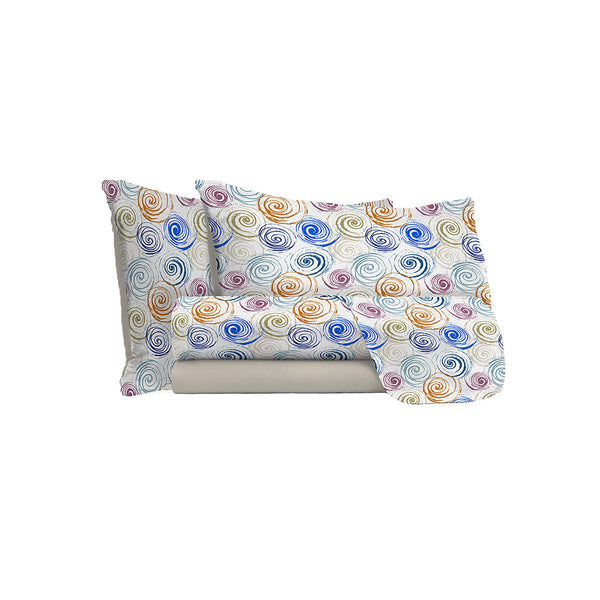 sconto Bettlaken-Set mit Druck oben und unten und Spirlas-Kissenbezügen in verschiedenen Größen