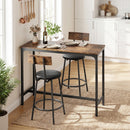 Set Tavolo da Bar Salvaspazio 100x40x90,5 cm in MDF e 2 Sgabelli in Finta Pelle Marrone Rustico      