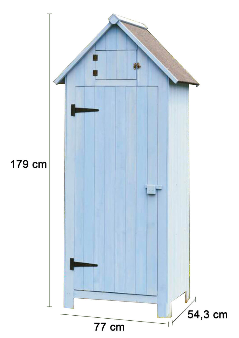 Casetta Box da Giardino 77x55xH179 cm in Legno di Abete 10mm Azzurro Armoire