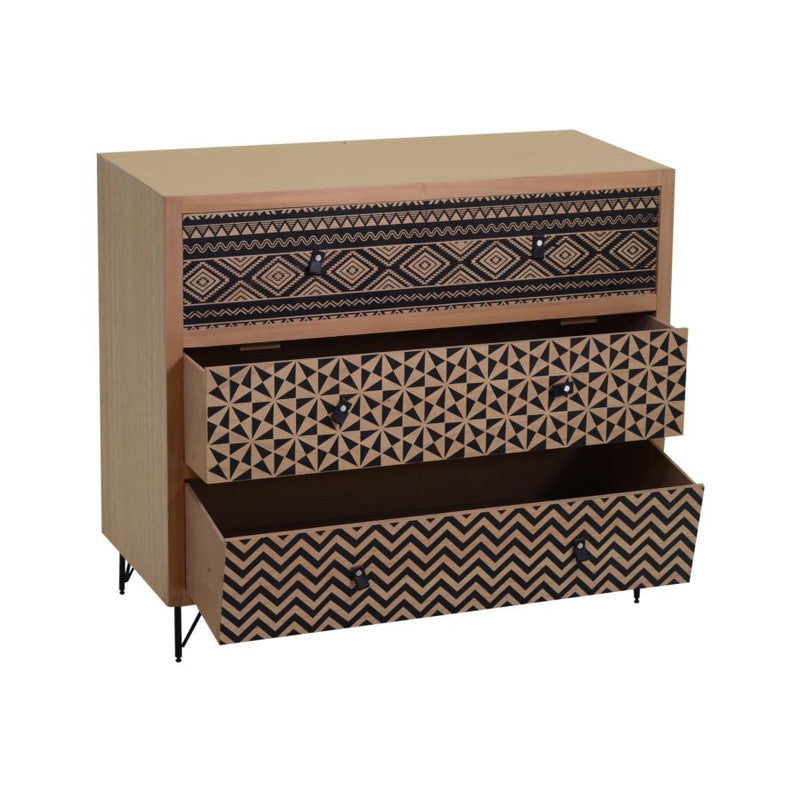 Comò 3 Cassetti in Legno Budapest